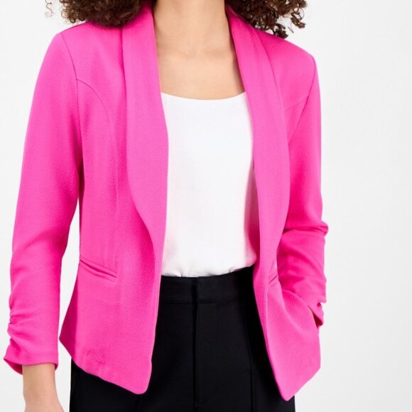 Bar III Petite 3/4‑Ruched Cuff Sleeve Shawl‑Collar Blazer NWT MP - Picture 1 of 4